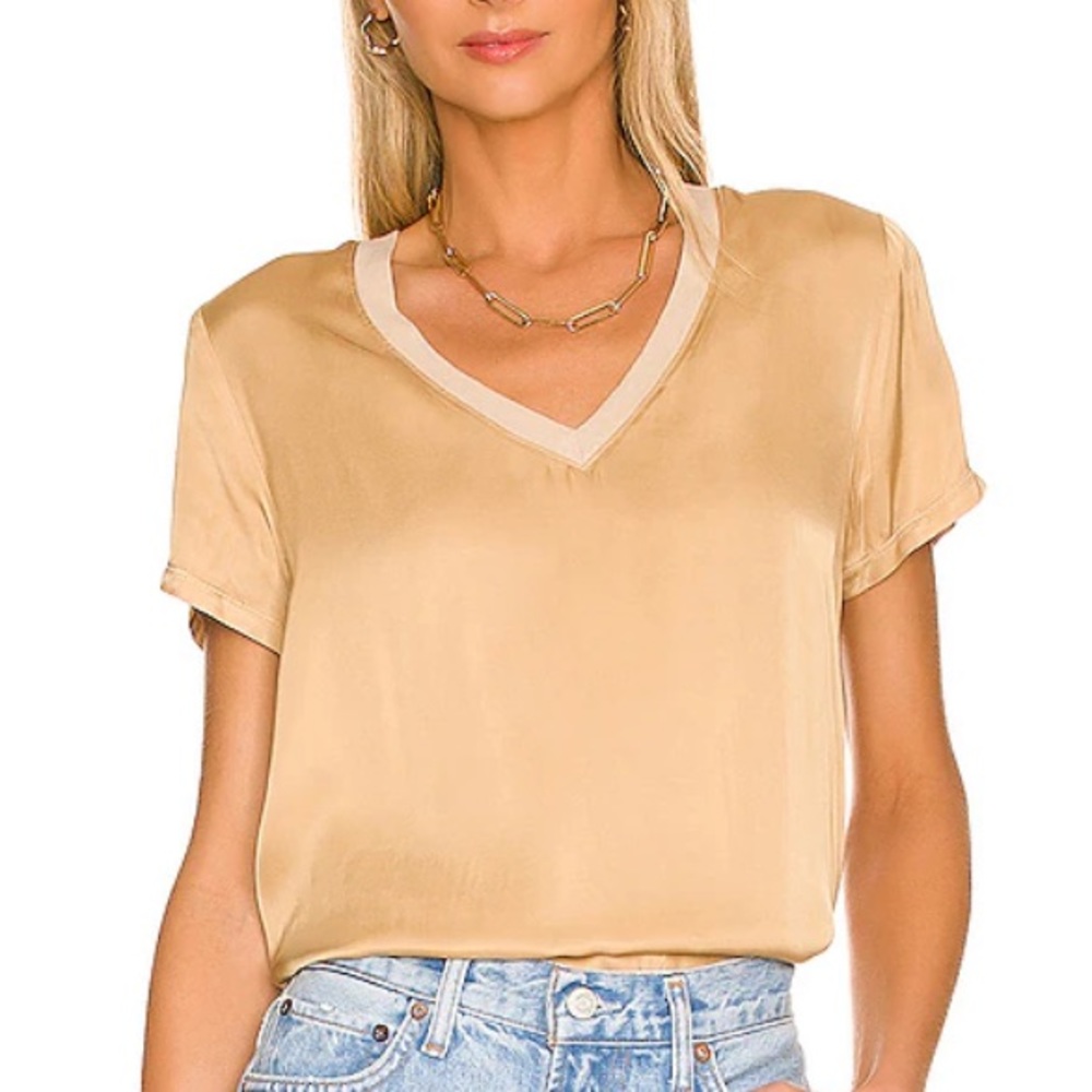 Nation LTD June Sateen V Neck Tee Fort Knox like new